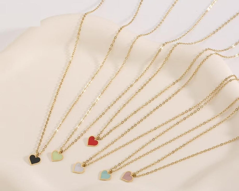 Collar Acero Colgante Multicolor Corazón
