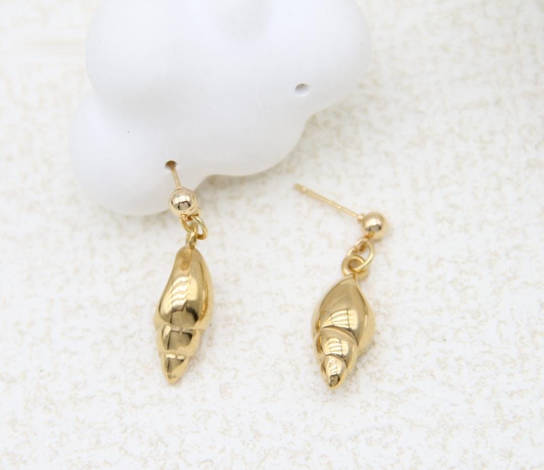 Pendientes Acero Caracola Dorada