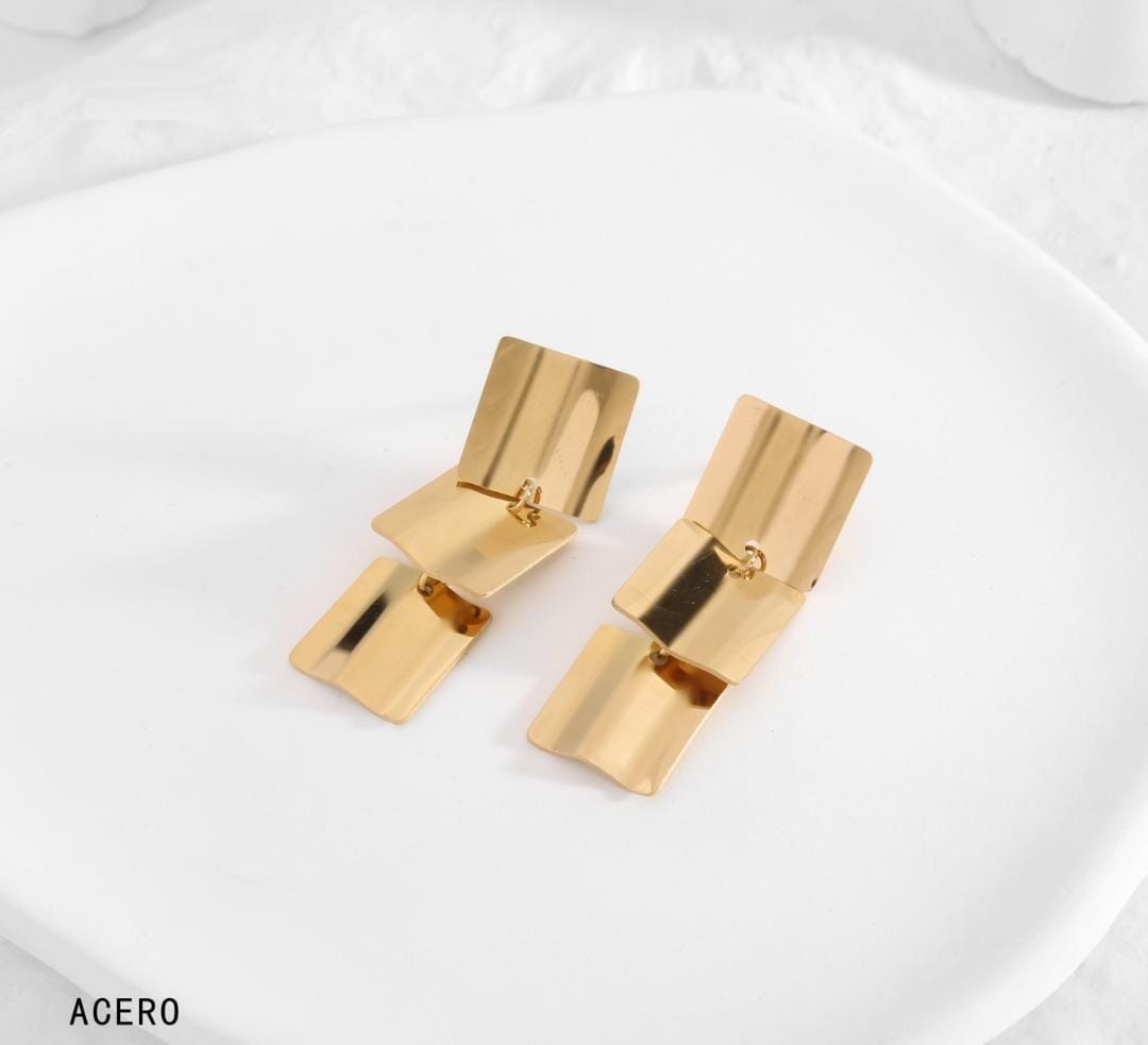 Pendientes Acero Largos Cuadrados